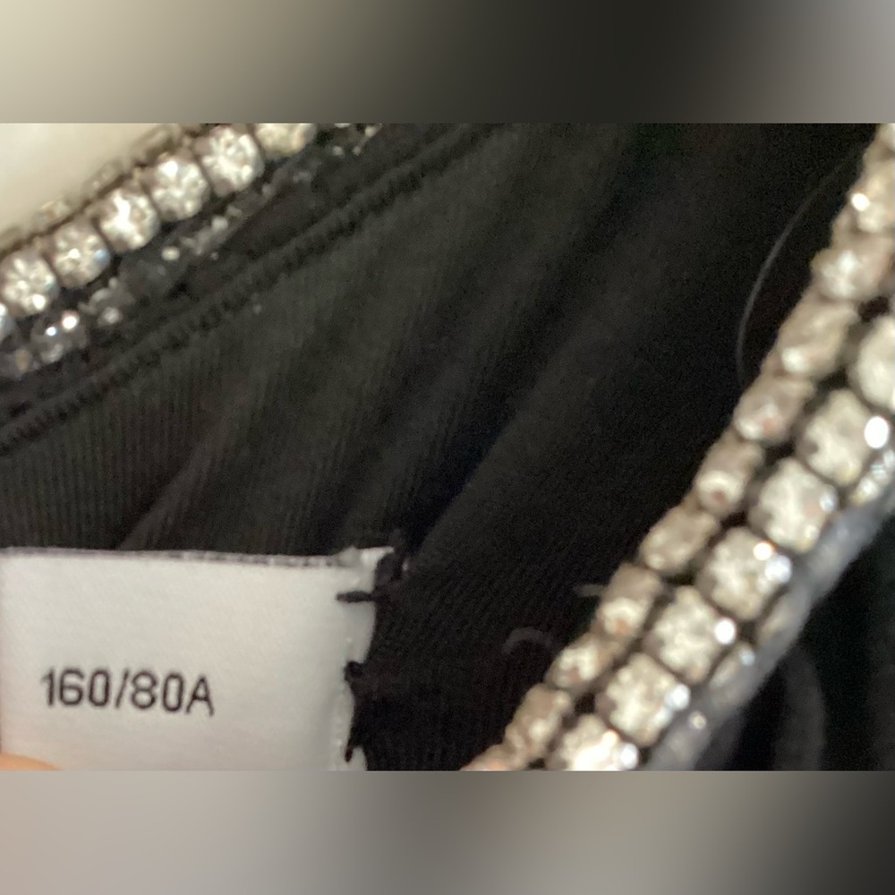 SELF-PORTRAIT Long Sleeve Cut-Out Rhinestone Black Jersey Midi Dress - Picture 7 of 10